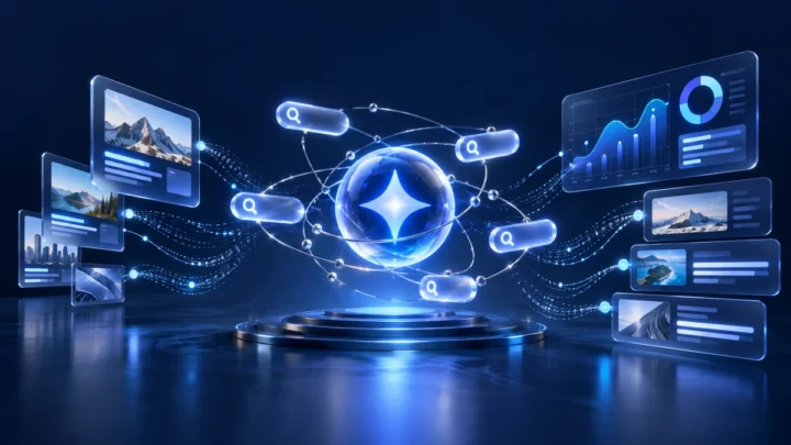 Original editorial illustration of an AI-assisted workflow; not a product screenshot